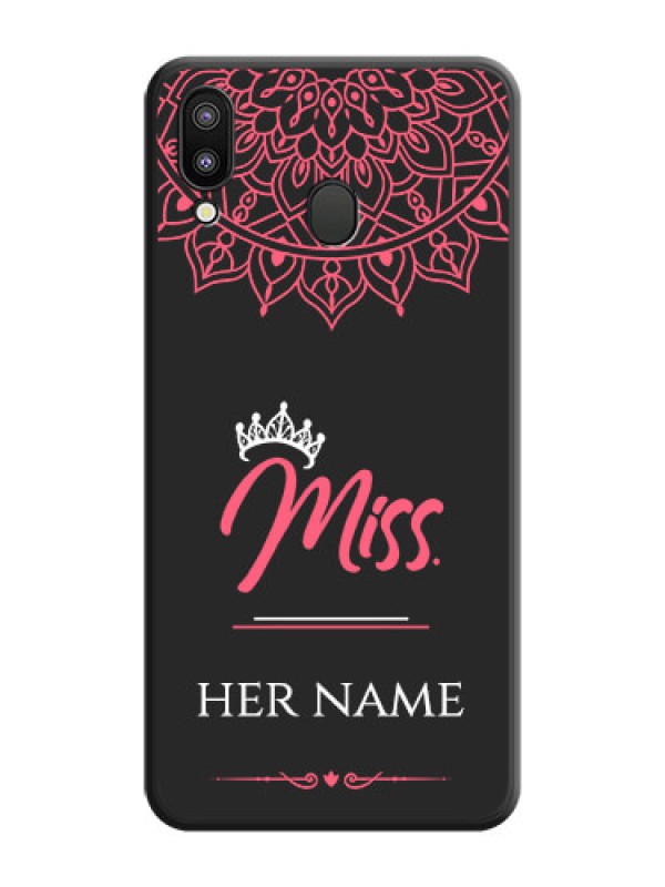 Custom Mrs Name with Floral Design on Space Black Personalized Soft Matte Phone Covers - Galaxy M20