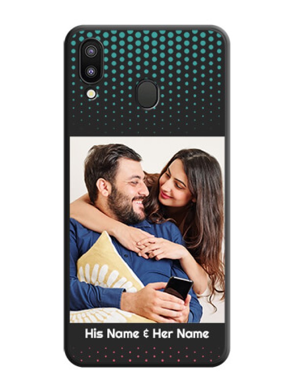 Custom Faded Dots with Grunge Photo Frame and Text on Space Black Custom Soft Matte Phone Cases - Galaxy M20