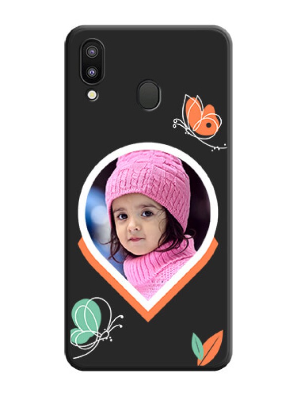 Custom Upload Pic With Simple Butterly Design On Space Black Personalized Soft Matte Phone Covers -Samsung Galaxy M20