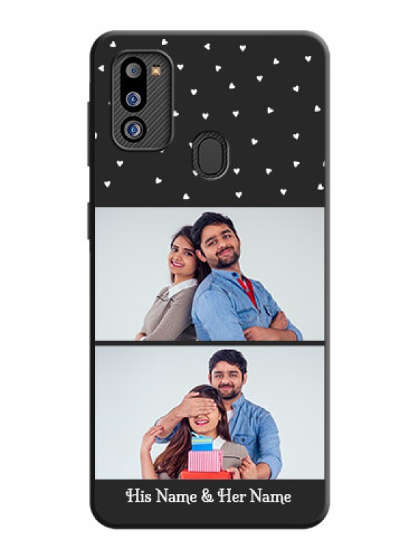 Custom Miniature Love Symbols with Name on Space Black Custom Soft Matte Back Cover - Galaxy M21 2021 Edition