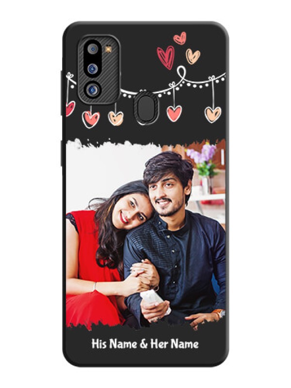 Custom Pink Love Hangings with Name on Space Black Custom Soft Matte Phone Cases - Galaxy M21 2021 Edition