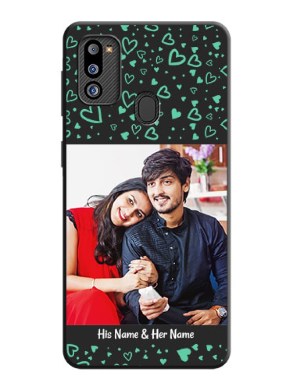 Custom Sea Green Indefinite Love Pattern on Photo on Space Black Soft Matte Mobile Cover - Galaxy M21 2021 Edition