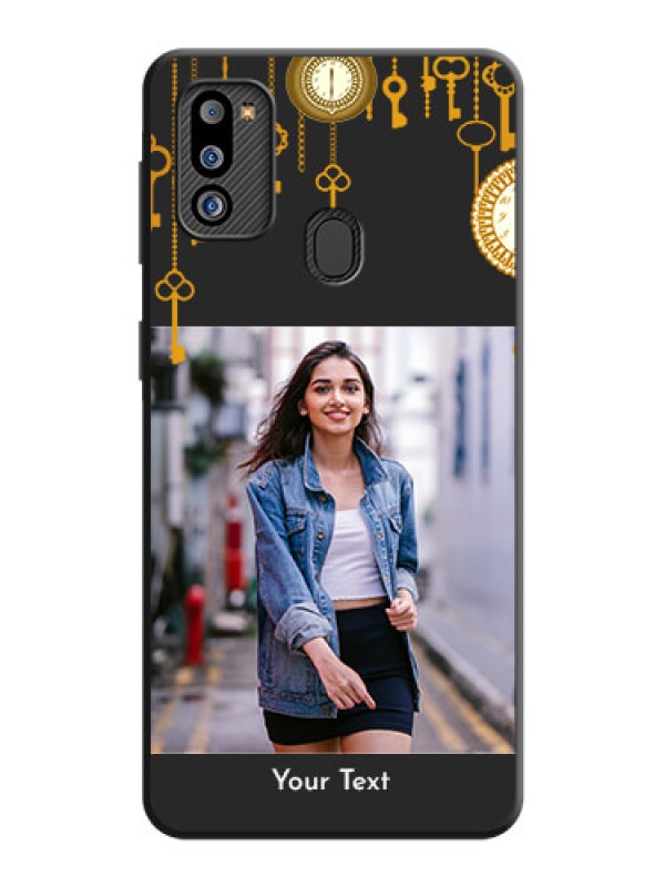 Custom Decorative Design with Text on Space Black Custom Soft Matte Back Cover - Galaxy M21 2021 Edition