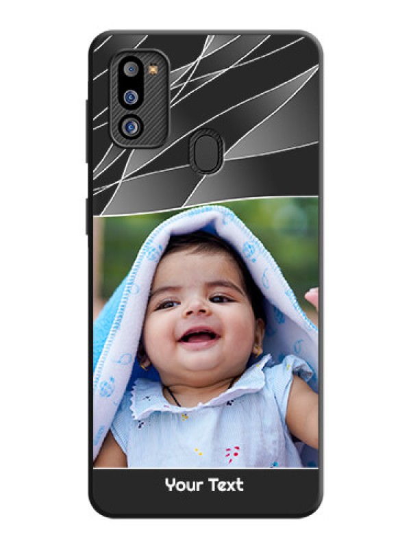 Custom Mixed Wave Lines on Photo on Space Black Soft Matte Mobile Cover - Galaxy M21 2021 Edition