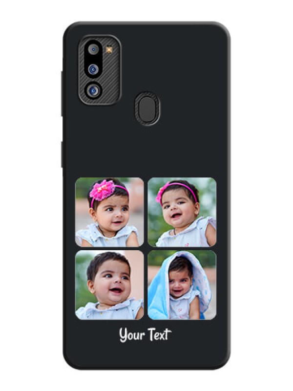 Custom Floral Art with 6 Image Holder on Photo on Space Black Soft Matte Mobile Case - Galaxy M21 2021 Edition