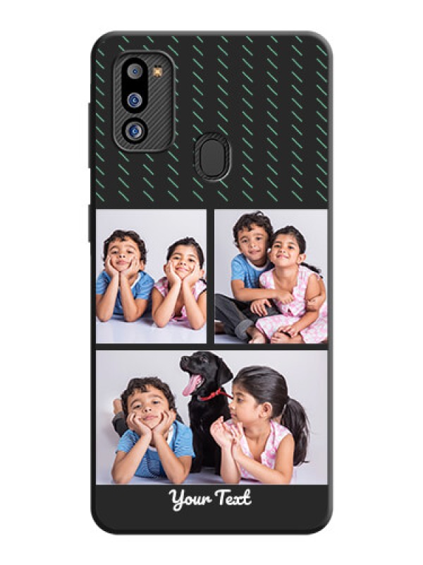 Custom Cross Dotted Pattern with 2 Image Holder  on Personalised Space Black Soft Matte Cases - Galaxy M21 2021 Edition