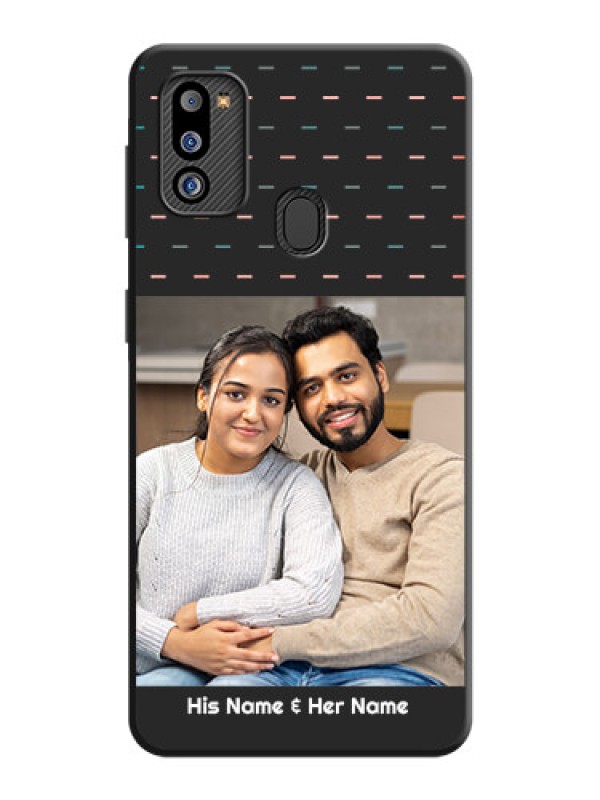 Custom Line Pattern Design with Text on Space Black Custom Soft Matte Phone Back Cover - Galaxy M21 2021 Edition