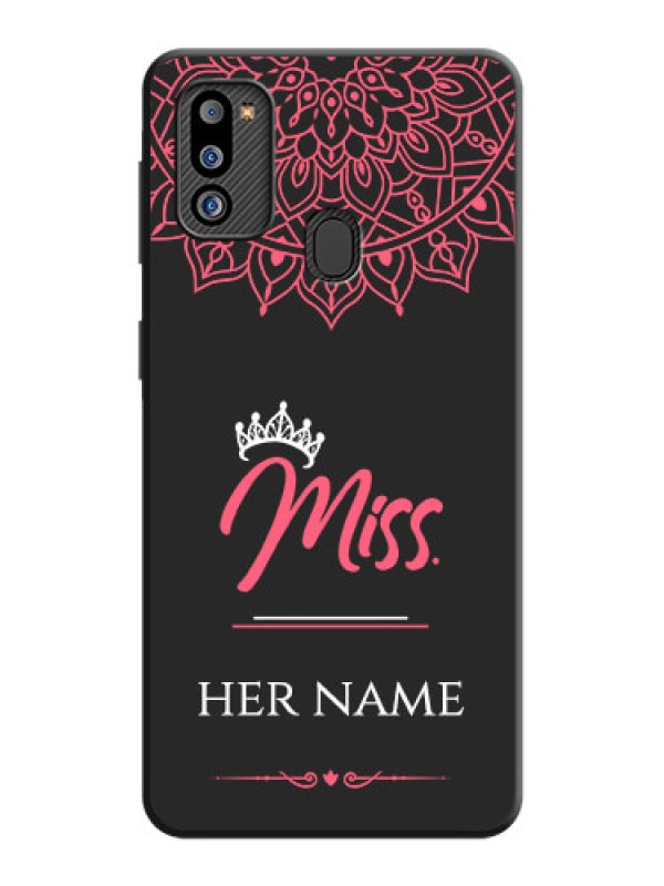 Custom Mrs Name with Floral Design on Space Black Personalized Soft Matte Phone Covers - Galaxy M21 2021 Edition