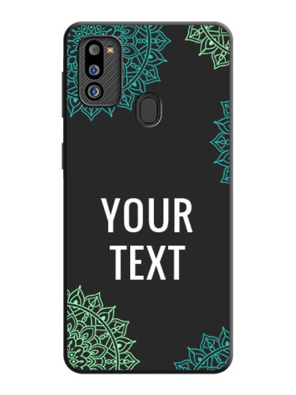 Custom Your Name with Floral Design on Space Black Custom Soft Matte Back Cover - Galaxy M21 2021 Edition