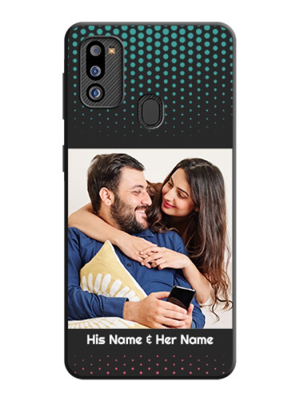 Custom Faded Dots with Grunge Photo Frame and Text on Space Black Custom Soft Matte Phone Cases - Galaxy M21 2021 Edition