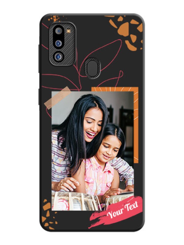 Custom Orange Photo Frame on Space Black Custom Soft Matte Phone Back Cover - Galaxy M21 2021 Edition