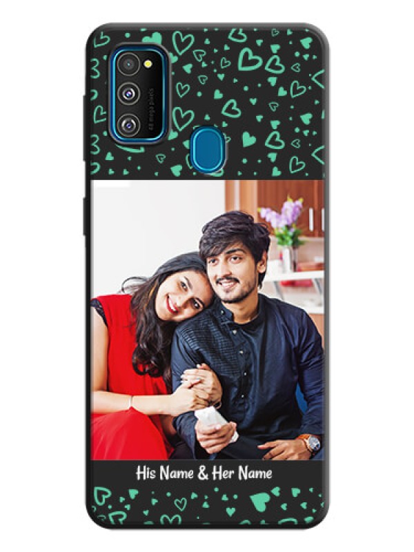 Custom Sea Green Indefinite Love Pattern - Photo on Space Black Soft Matte Mobile Cover - Galaxy M21