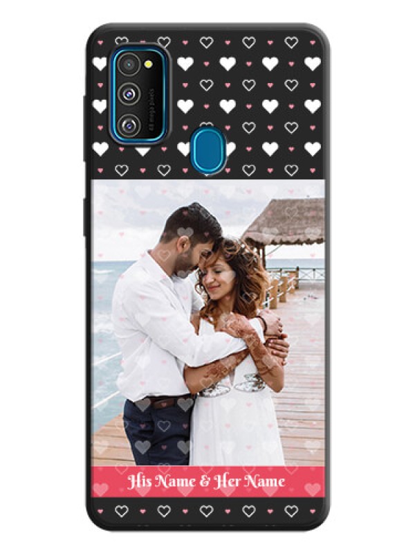 Custom White Color Love Symbols with Text Design - Photo on Space Black Soft Matte Phone Cover - Galaxy M21