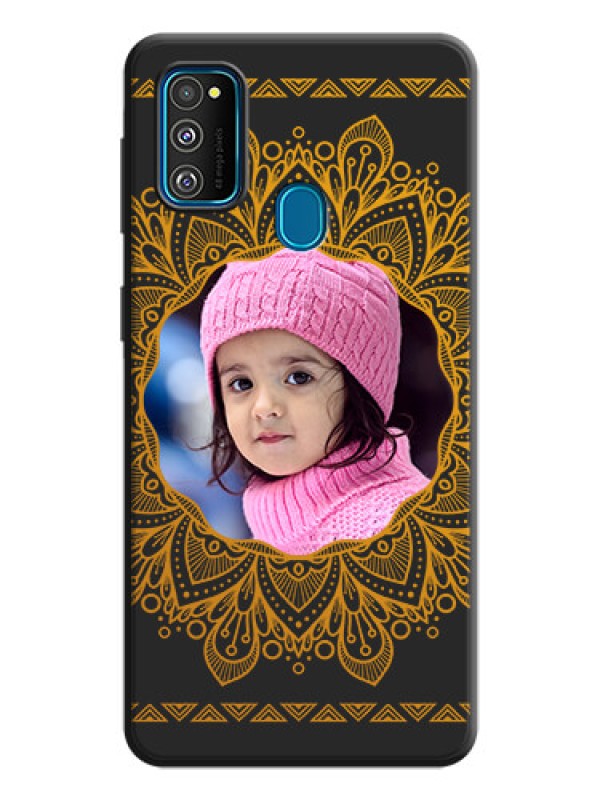 Custom Round Image with Floral Design - Photo on Space Black Soft Matte Mobile Cover - Galaxy M21