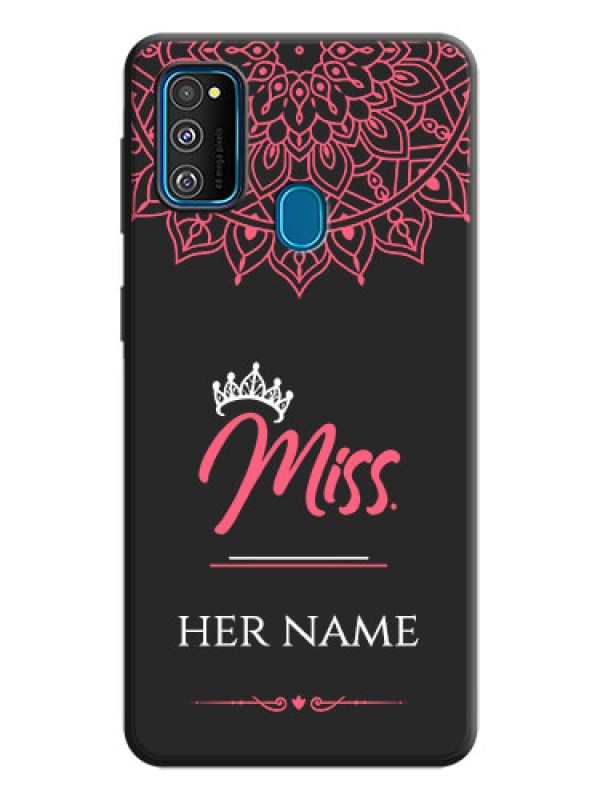 Custom Mrs Name with Floral Design on Space Black Personalized Soft Matte Phone Covers - Galaxy M21