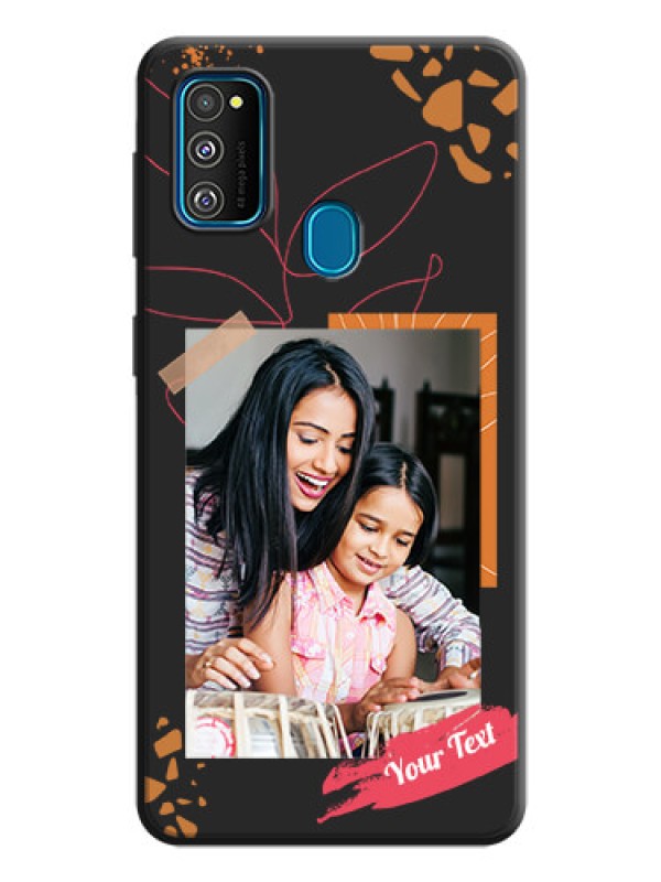Custom Orange Photo Frame on Space Black Custom Soft Matte Phone Back Cover - Galaxy M21