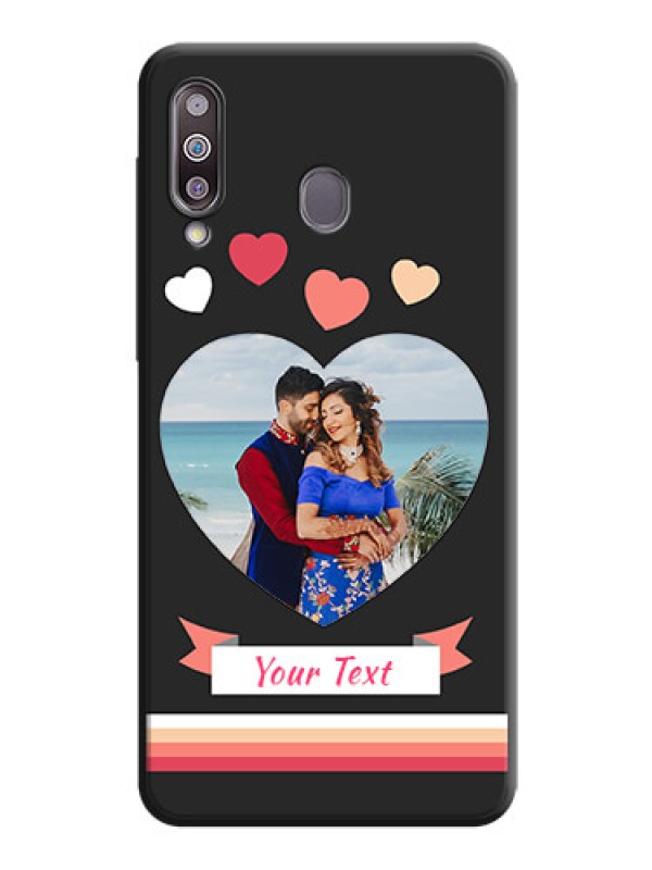 Custom Love Shaped Photo with Colorful Stripes on Personalised Space Black Soft Matte Cases - Galaxy M30