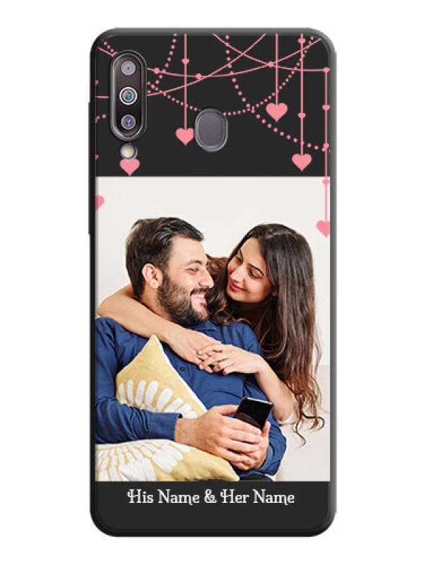 Custom Pink Love Hangings with Text on Space Black Custom Soft Matte Back Cover - Galaxy M30