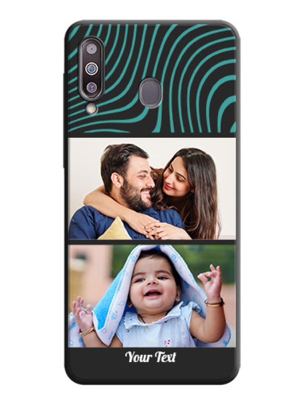 Custom Wave Pattern with 2 Image Holder on Space Black Personalized Soft Matte Phone Covers - Galaxy M30