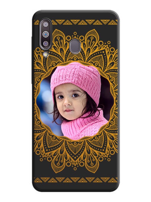 Custom Round Image with Floral Design - Photo on Space Black Soft Matte Mobile Cover - Galaxy M30