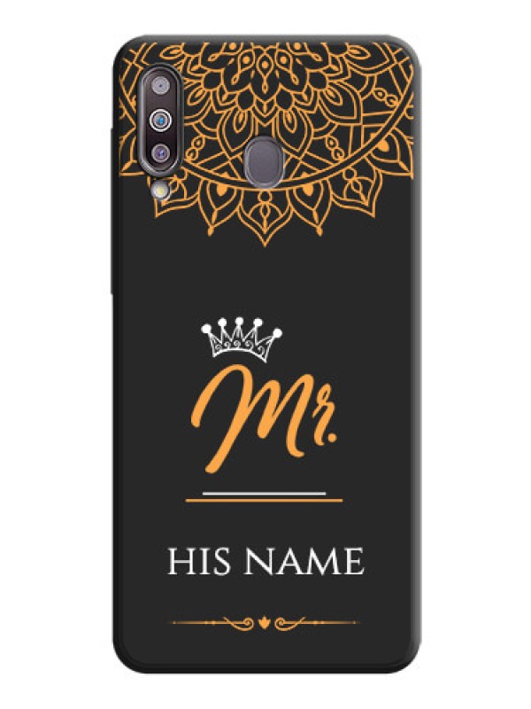 Custom Mr Name with Floral Design  on Personalised Space Black Soft Matte Cases - Galaxy M30