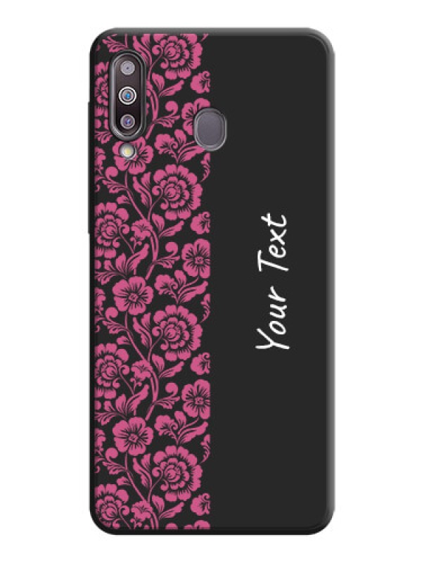 Custom Pink Floral Pattern Design With Custom Text On Space Black Personalized Soft Matte Phone Covers -Samsung Galaxy M30