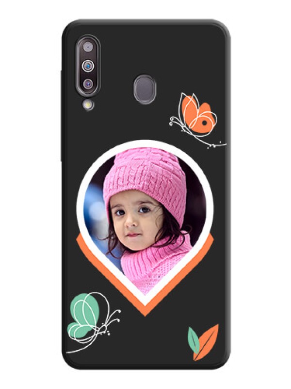 Custom Upload Pic With Simple Butterly Design On Space Black Personalized Soft Matte Phone Covers -Samsung Galaxy M30