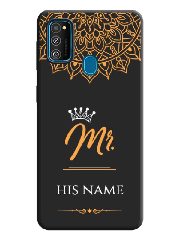 Custom Mr Name with Floral Design  on Personalised Space Black Soft Matte Cases - Galaxy M30S