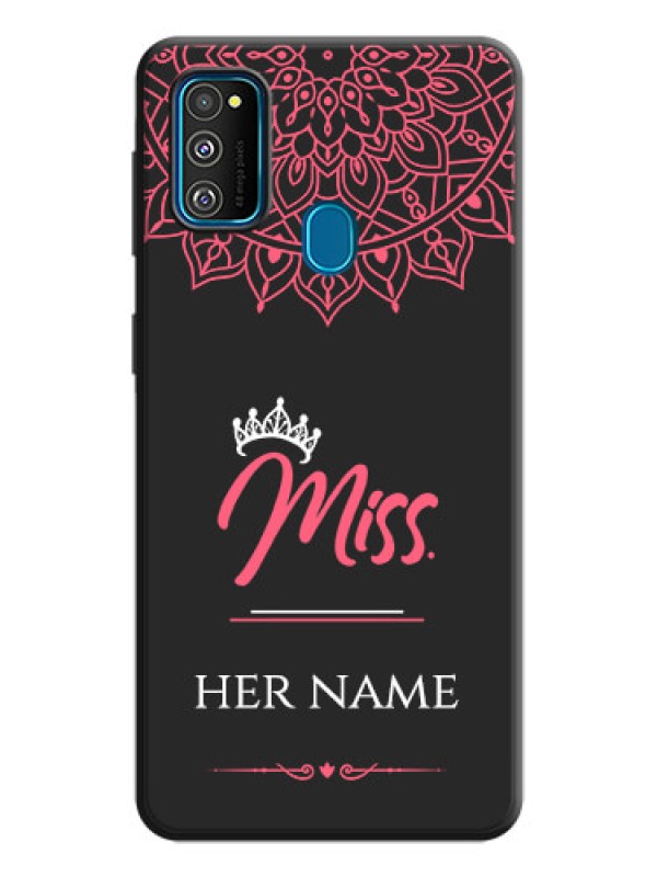 Custom Mrs Name with Floral Design on Space Black Personalized Soft Matte Phone Covers - Galaxy M30S