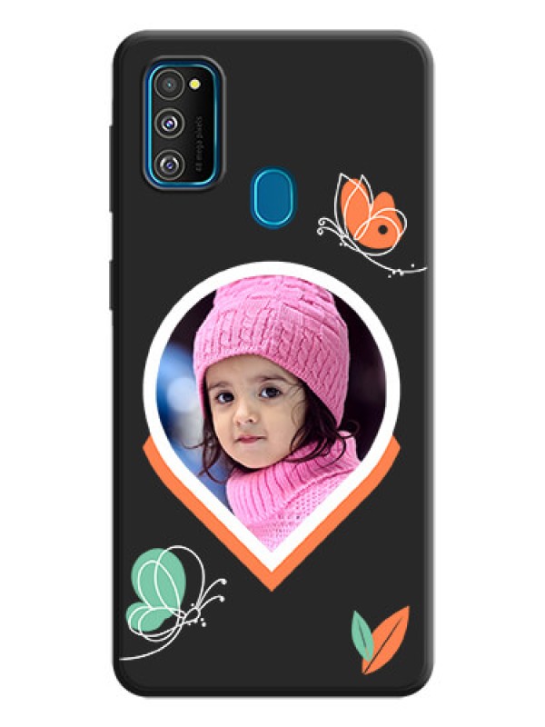 Custom Upload Pic With Simple Butterly Design On Space Black Personalized Soft Matte Phone Covers -Samsung Galaxy M30S