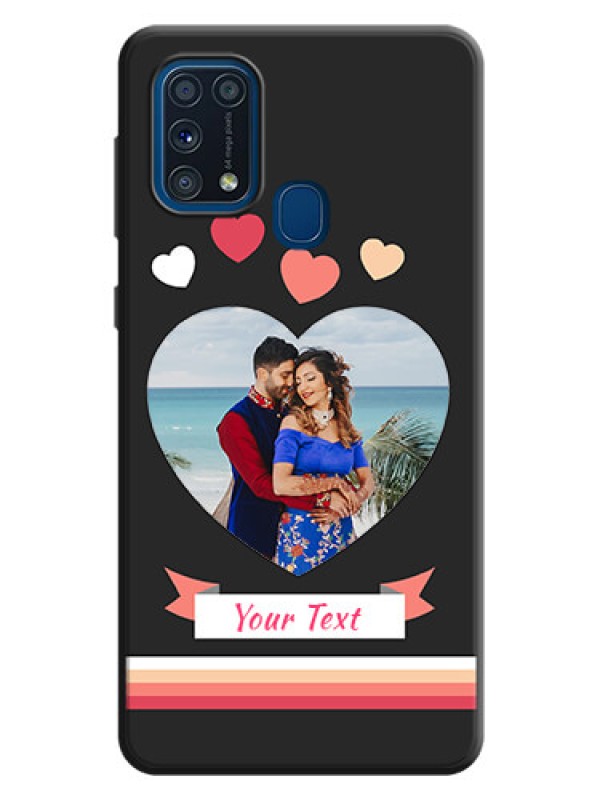 Custom Love Shaped Photo with Colorful Stripes on Personalised Space Black Soft Matte Cases - Galaxy M31 Prime Edfition