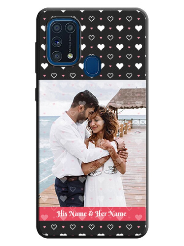 Custom White Color Love Symbols with Text Design on Photo on Space Black Soft Matte Phone Cover - Galaxy M31 Prime Edfition
