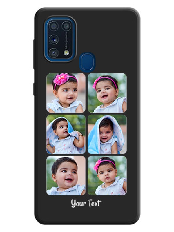 Custom Floral Art with 6 Image Holder on Photo on Space Black Soft Matte Mobile Case - Galaxy M31 Prime Edfition