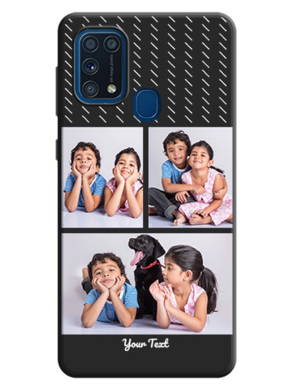Custom Cross Dotted Pattern with 2 Image Holder  on Personalised Space Black Soft Matte Cases - Galaxy M31 Prime Edfition