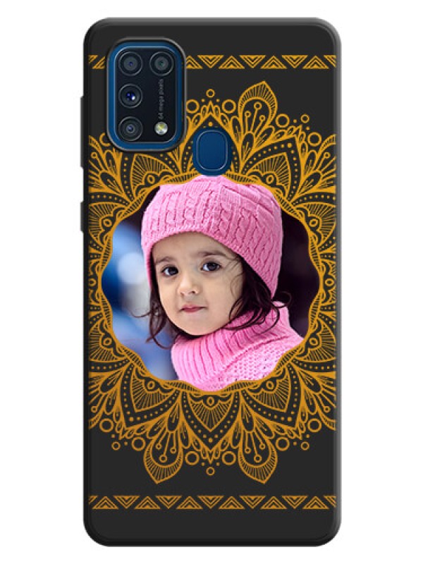 Custom Round Image with Floral Design on Photo on Space Black Soft Matte Mobile Cover - Galaxy M31 Prime Edfition