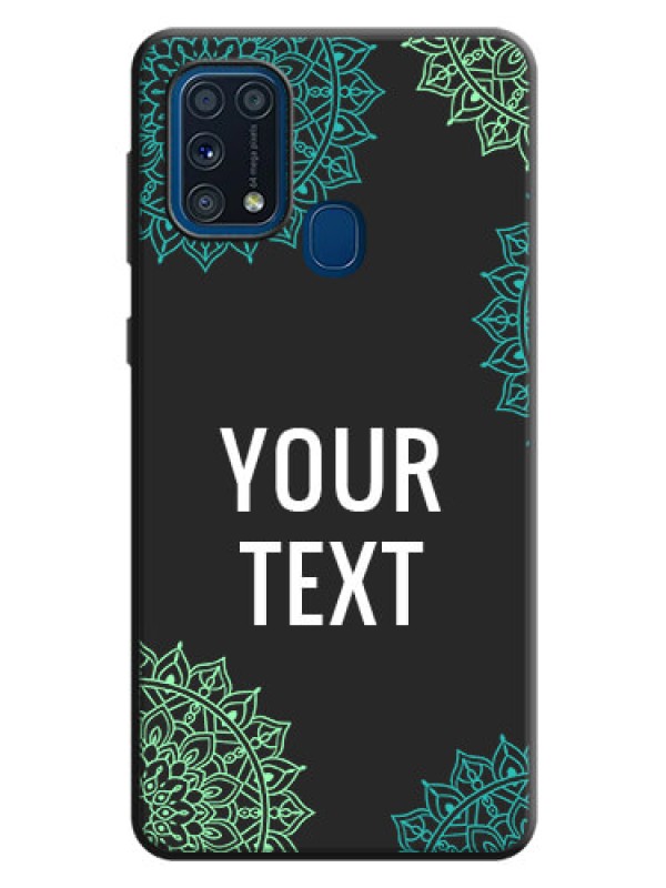Custom Your Name with Floral Design on Space Black Custom Soft Matte Back Cover - Galaxy M31 Prime Edfition