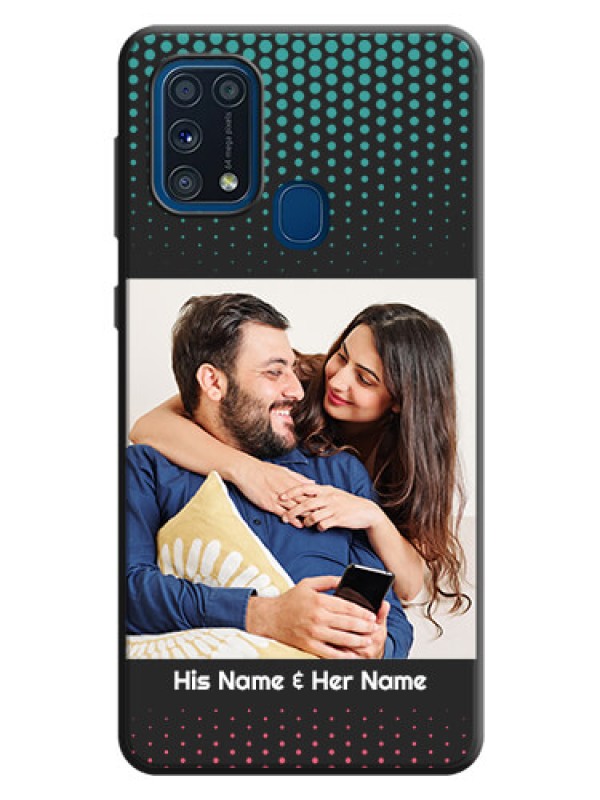 Custom Faded Dots with Grunge Photo Frame and Text on Space Black Custom Soft Matte Phone Cases - Galaxy M31 Prime Edfition