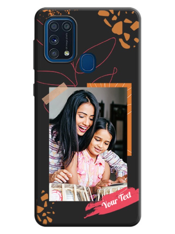Custom Orange Photo Frame on Space Black Custom Soft Matte Phone Back Cover - Galaxy M31 Prime Edfition