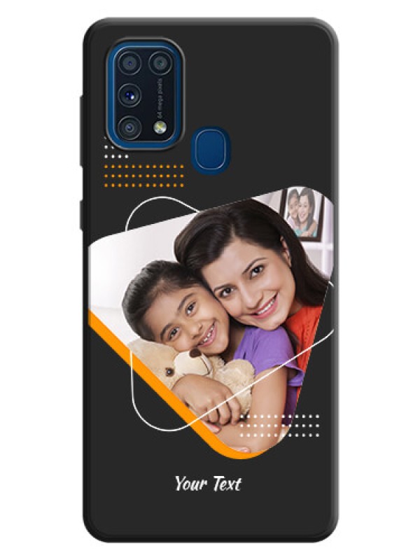 Custom Yellow Triangle on Photo on Space Black Soft Matte Phone Cover - Galaxy M31 Prime Edfition