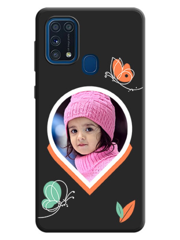 Custom Upload Pic With Simple Butterly Design On Space Black Personalized Soft Matte Phone Covers -Samsung Galaxy M31 Prime Edition