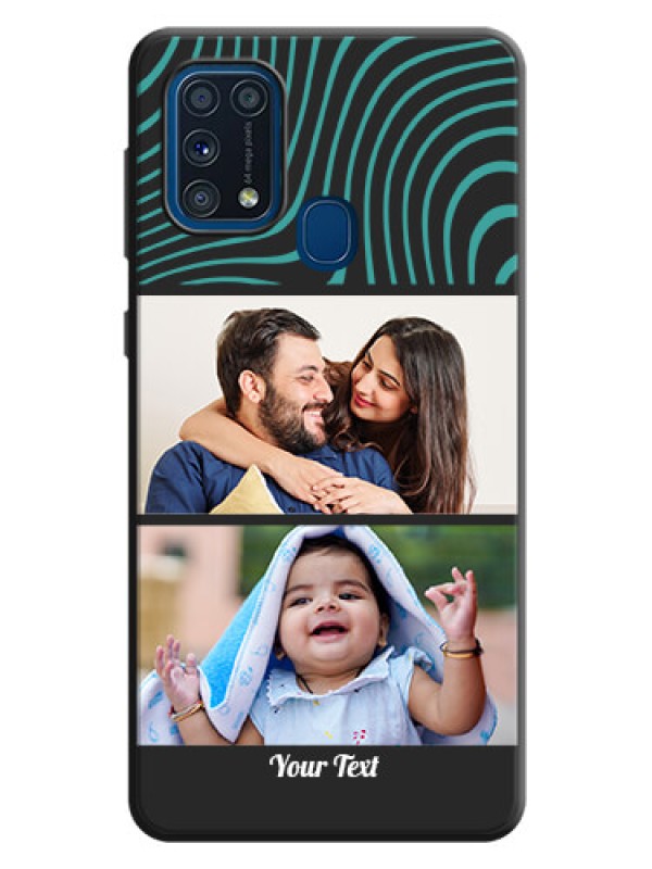 Custom Wave Pattern with 2 Image Holder on Space Black Personalized Soft Matte Phone Covers - Galaxy M31