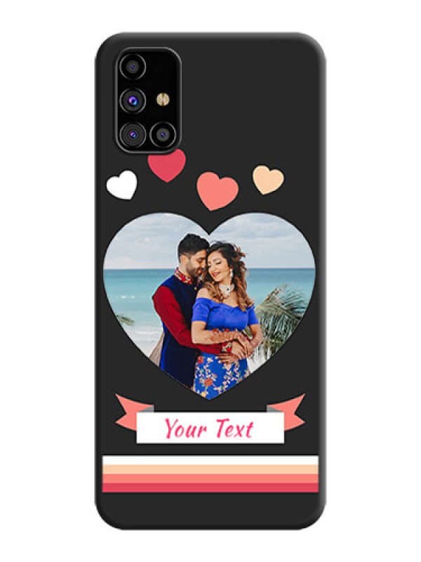 Custom Love Shaped Photo with Colorful Stripes on Personalised Space Black Soft Matte Cases - Galaxy M31s