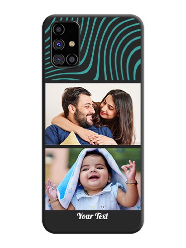 Custom Wave Pattern with 2 Image Holder on Space Black Personalized Soft Matte Phone Covers - Galaxy M31s