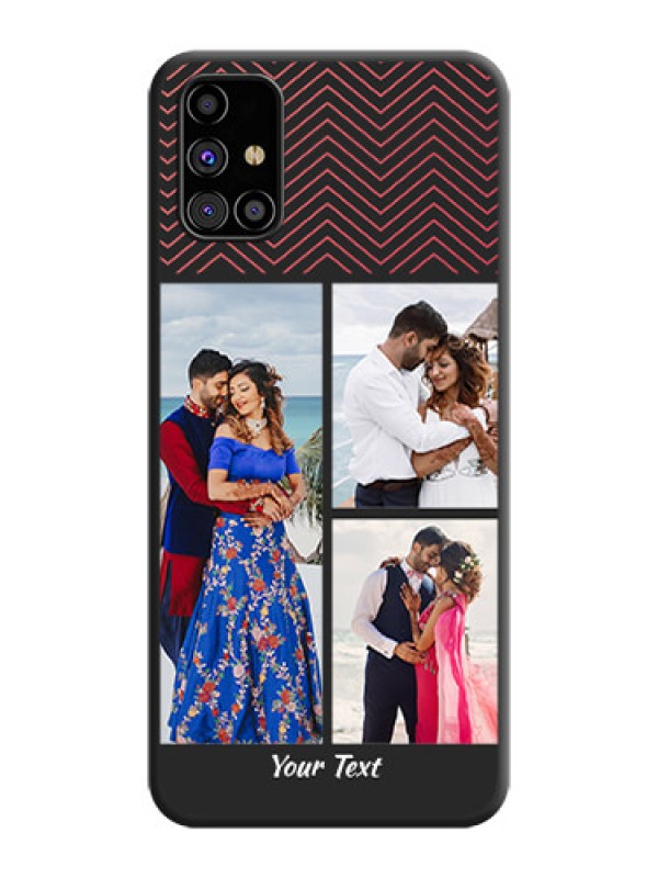 Custom Wave Pattern with 3 Image Holder on Space Black Custom Soft Matte Back Cover - Galaxy M31s