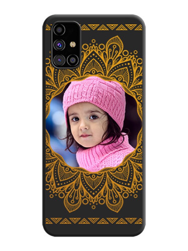Custom Round Image with Floral Design - Photo on Space Black Soft Matte Mobile Cover - Galaxy M31s