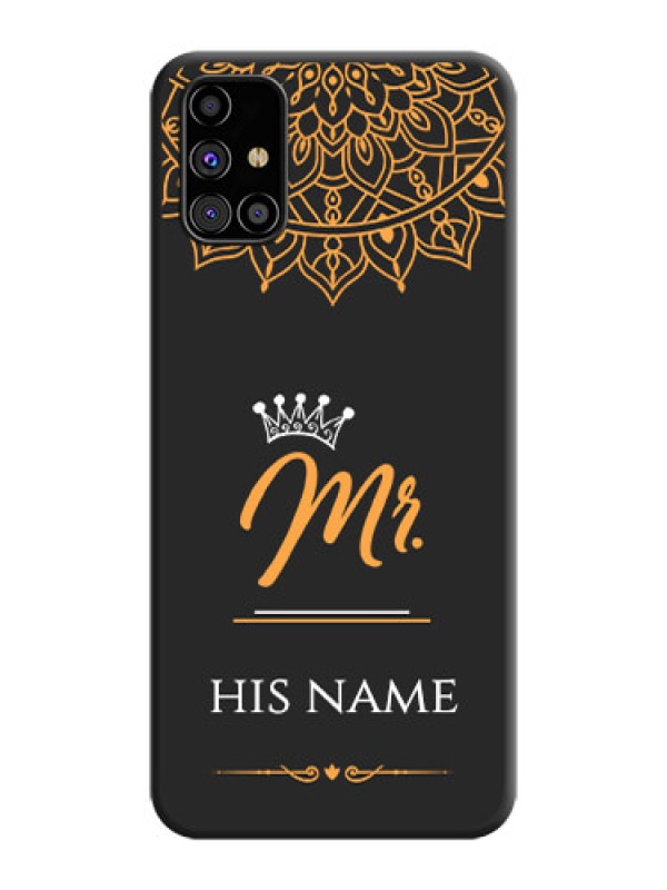 Custom Mr Name with Floral Design  on Personalised Space Black Soft Matte Cases - Galaxy M31s