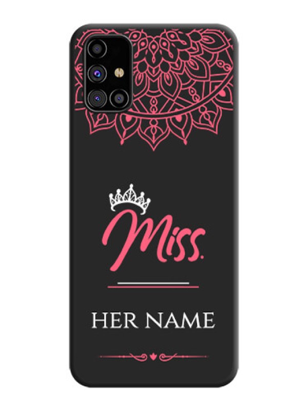 Custom Mrs Name with Floral Design on Space Black Personalized Soft Matte Phone Covers - Galaxy M31s