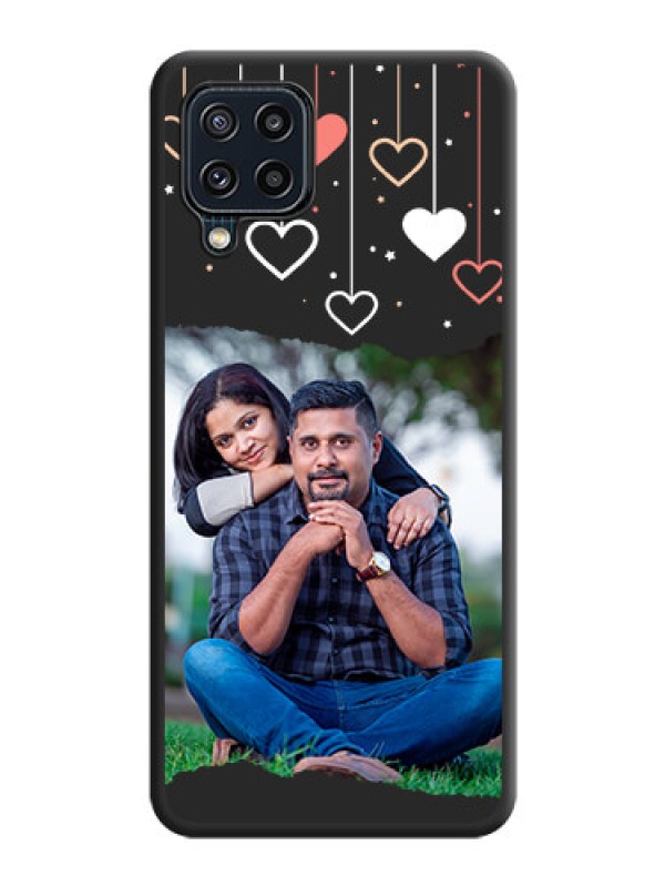 Custom Love Hangings with Splash Wave Picture on Space Black Custom Soft Matte Phone Back Cover - Galaxy M32 4G Prime Edition