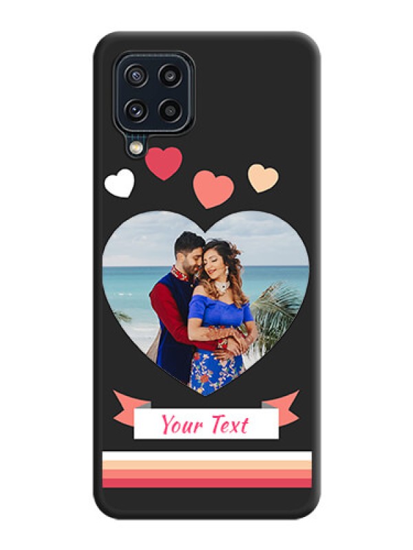 Custom Love Shaped Photo with Colorful Stripes on Personalised Space Black Soft Matte Cases - Galaxy M32 4G Prime Edition