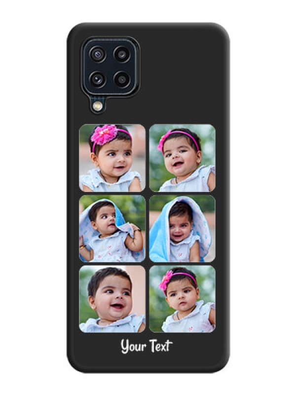 Custom Floral Art with 6 Image Holder on Photo on Space Black Soft Matte Mobile Case - Galaxy M32 4G Prime Edition